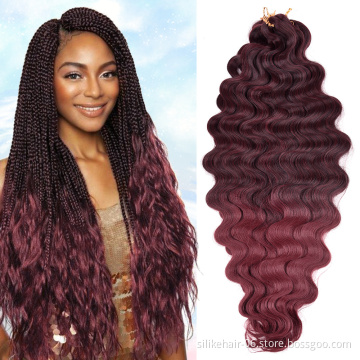 Wholesale Body Wave Crochet Braiding Hair Pre Feathered Hybrid 28inches Water Wave Ombre Braids Hair Synthetic Hair Extensions